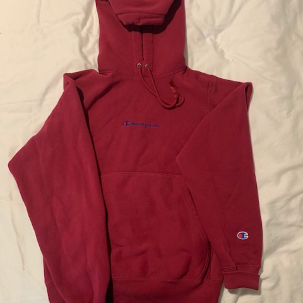 Champion Unisex Reverse Weave Hoodie: XS: Cherry/Wine Color
